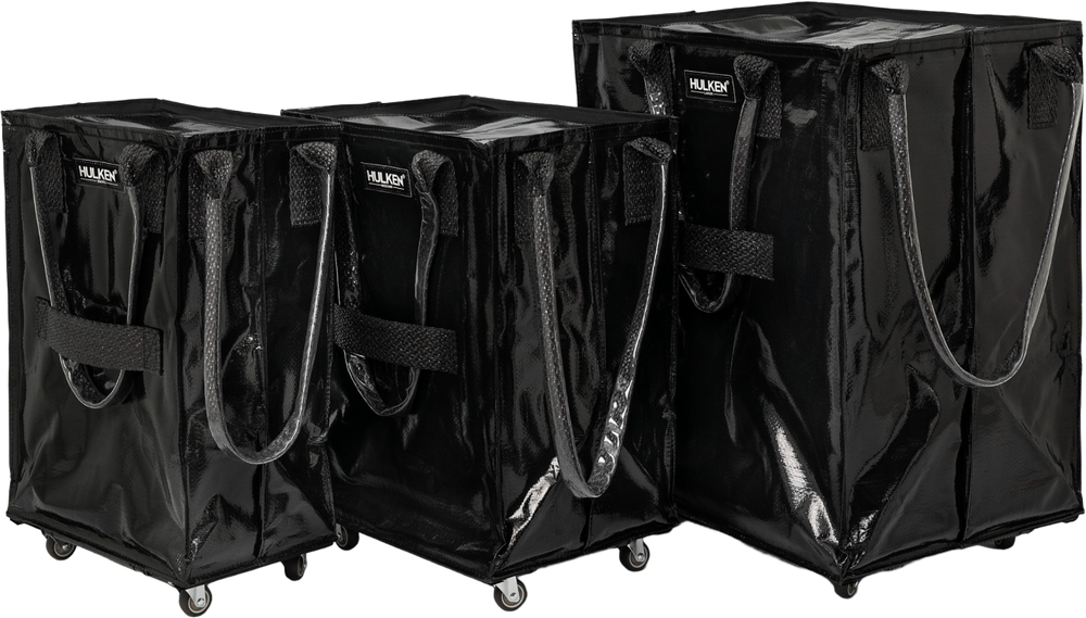 All three sizes of Hulken tote bags side by side